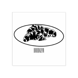 Croissant cartoon illustration rubber stamp