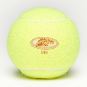 Croissant cartoon illustration  tennis balls