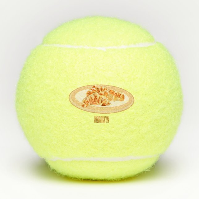 Croissant cartoon illustration  tennis balls (Front)