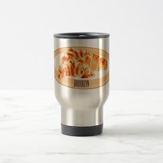 Croissant cartoon illustration   travel mug (Center)