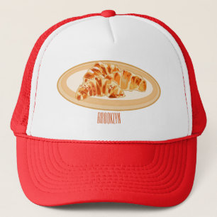 Croissant cartoon illustration  trucker hat