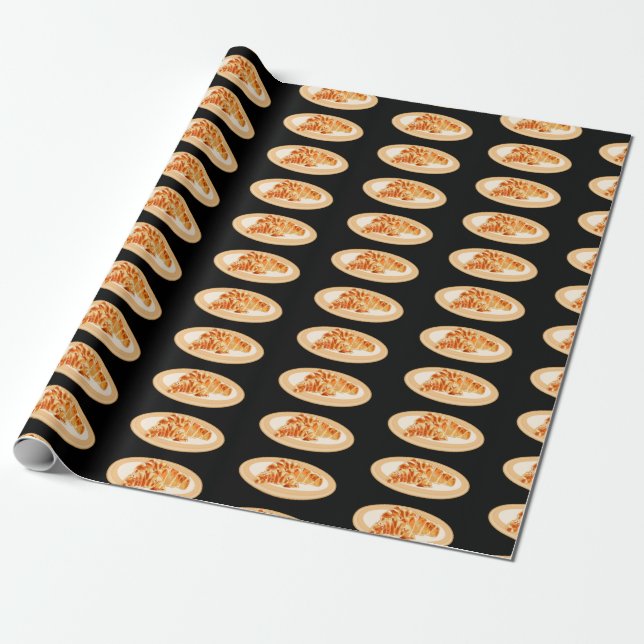 Croissant cartoon illustration  wrapping paper (Unrolled)