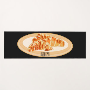 Croissant cartoon illustration  yoga mat