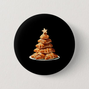 Croissant Christmas Tree  6 Cm Round Badge