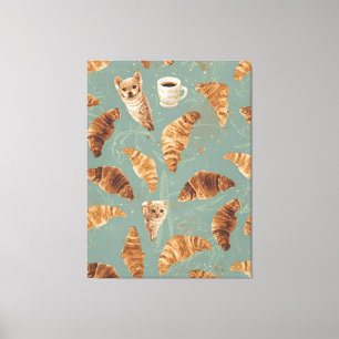 Croissant Crawl Cats, Coffee & French Bakery Chaos Canvas Print