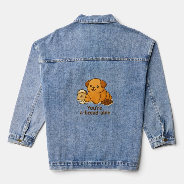 Croissant Dog  Denim Jacket (Back)