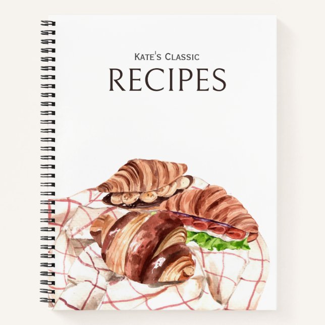 Croissant Lover Customisable Recipe Journal (Front)