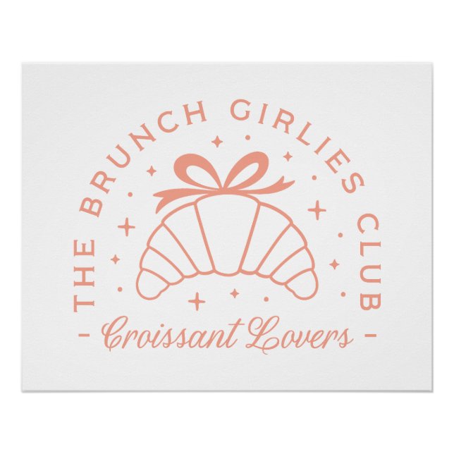 Croissant lovers pink bow aesthetic poster (Front)