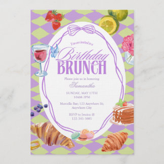 Croissant Pastel Birthday Brunch Invitation
