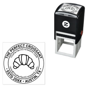 Croissant Pastry Business Name Location URL Email Self-inking Stamp