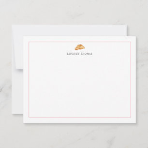 Croissant Pink Border Personalised Stationery Card