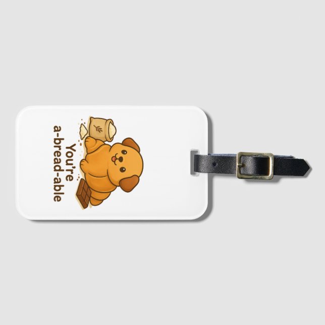 Croissant Pup Luggage Tag (Front Horizontal)