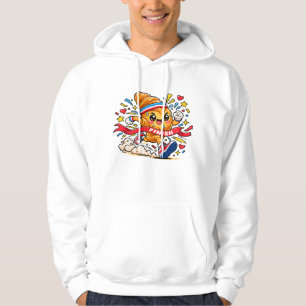 Croissant Runner Cartoon Finish Line Sprint Hoodie