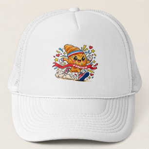 Croissant Runner Cartoon Finish Line Sprint Trucker Hat