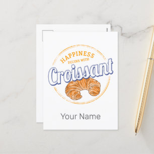 Croissant Snack Vintage France Retro Breakfast Holiday Postcard