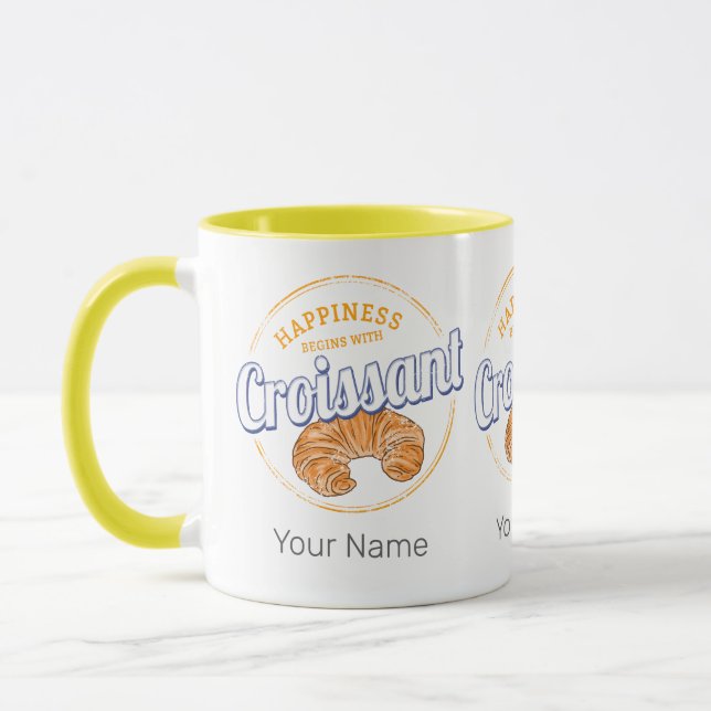 Croissant Snack Vintage France Retro Breakfast Mug (Left)