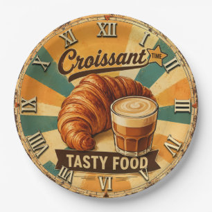 Croissant Time Vintage Kitchen Paper Plate