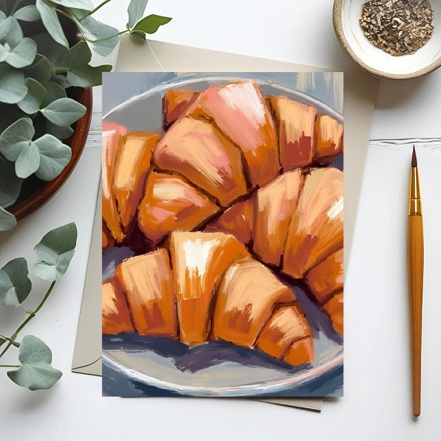 Croissants Fresh Bakery Painting Postcard (Creator Uploaded)