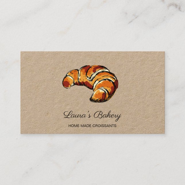 Croissants Home Bakery Rustic Vintage Business Card (Front)