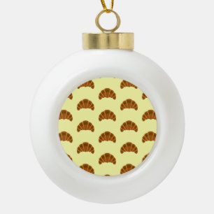Croissants Lovers Light Yellow France French Food Ceramic Ball Christmas Ornament