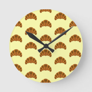 Croissants Lovers Light Yellow France French Food Round Clock