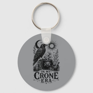 Crone Vibes Witchy Raven Cauldron Goth Witch Key Ring