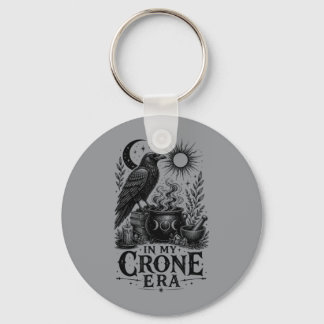 Crone Vibes Witchy Raven Cauldron Goth Witch Key Ring