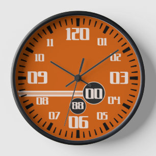 Cronograph style orange racing track sports clock