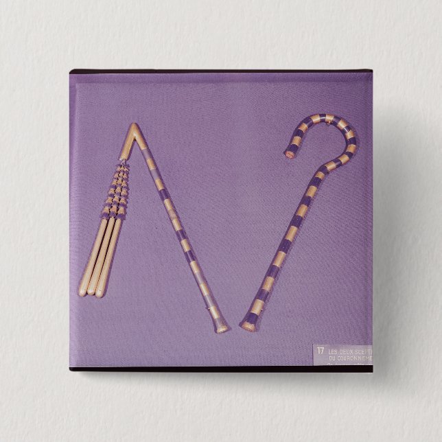 Crook and flail, from the Tomb of Tutankhamun 15 Cm Square Badge (Front)