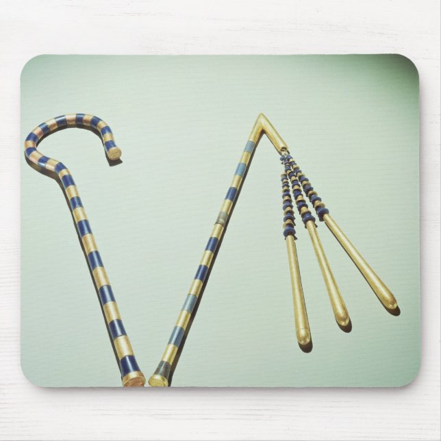 Crook and flail, from the Tomb of Tutankhamun Mouse Mat (Front)