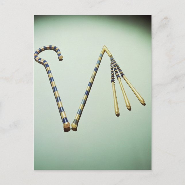 Crook and flail, from the Tomb of Tutankhamun Postcard (Front)