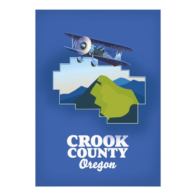 Crook County Oregon map Photo Print (Front)
