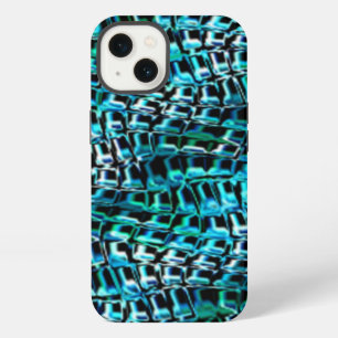 Crooked and wavy burlap sack mesh, cyanish green iPhone 13 case