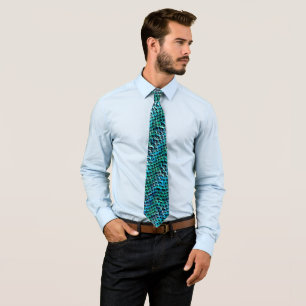 Crooked and wavy burlap sack mesh, greenish cyan tie