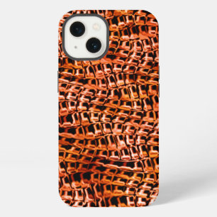 Crooked and wavy coral jute mesh, red and orange iPhone 13 case