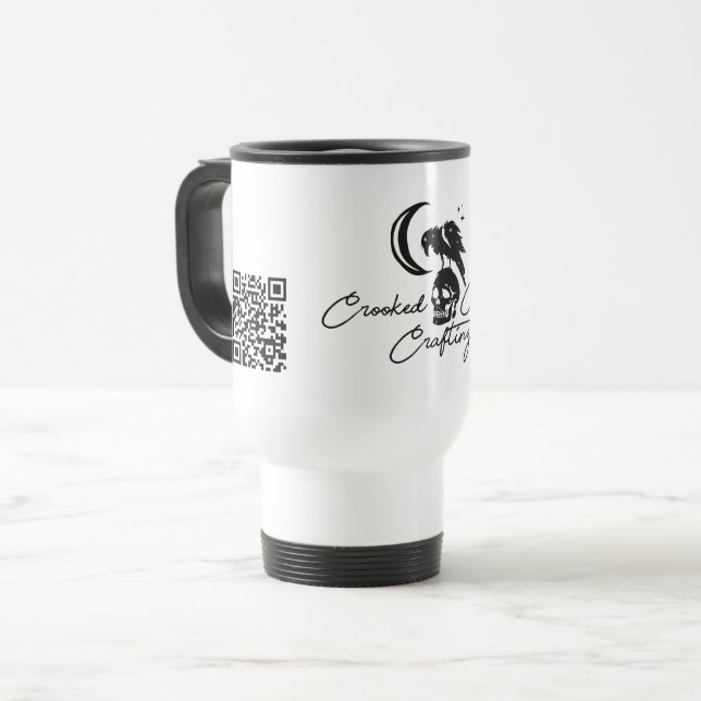 Crooked Crow Crafting Travel Mug (Front Left)