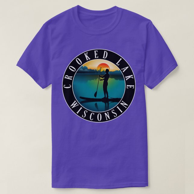 Crooked Lake Wisconsin Paddleboarding T-Shirt (Design Front)