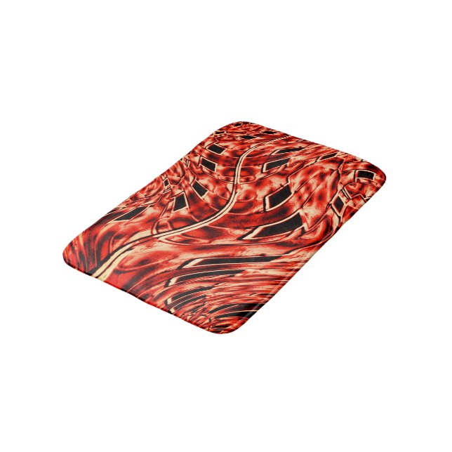Crooked squares mirrored in coral image bath mat (Angled)