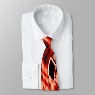 Crooked squares mirrored in coral or red image tie