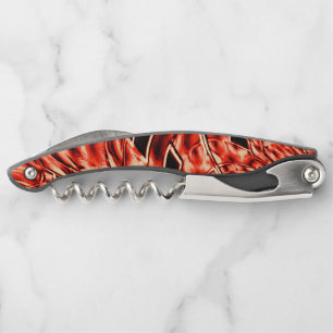Crooked squares mirrored in coral to red colour corkscrew