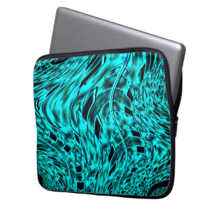 Crooked squares mirrored in cyan image Image Laptop Sleeve