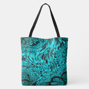 Crooked squares mirrored in cyan or blue colour tote bag