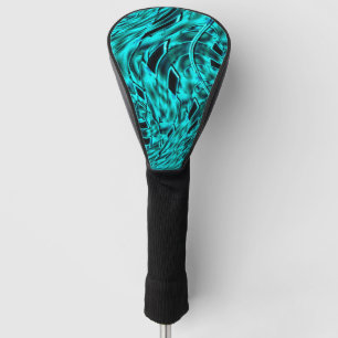 Crooked squares mirrored in cyan or blue image golf head cover