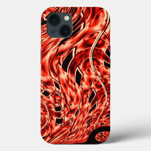 Crooked squares mirrored of red to coral colour iPhone 13 case