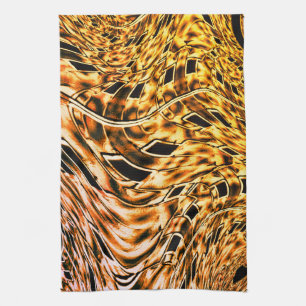 Crooked with a light shade of coral to gold tea towel