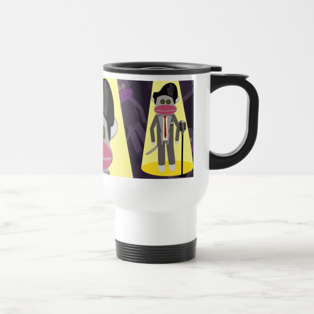Crooner Fun Fifties Retro Singer Sock Monkey Travel Mug (Right)