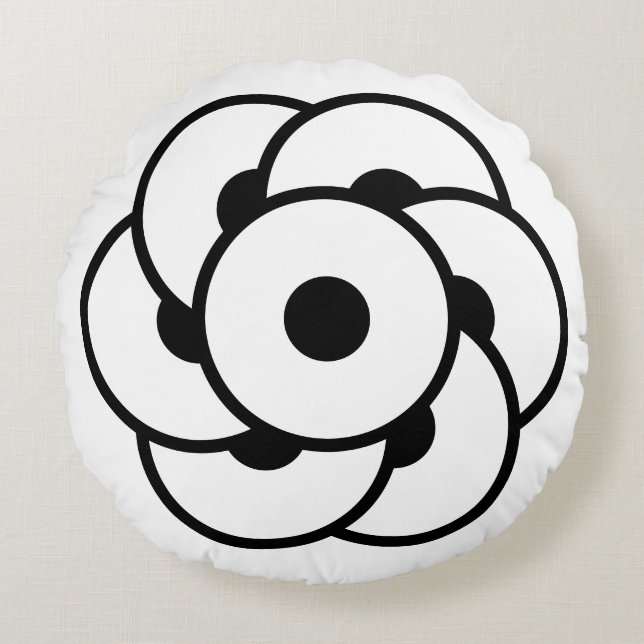 Crop Circle Flower – Geometric Cosmic Art Round Cushion (Front)