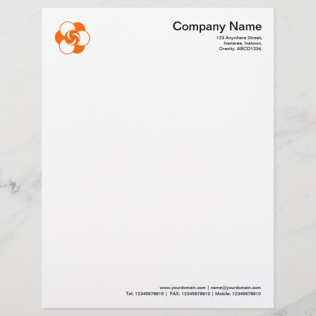 Crop Circle Symbol 04 - Orange Customised Letterhead (Front)