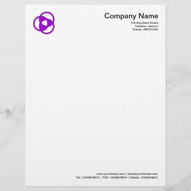 Crop Circle Symbol 05 - Purple Personalised Letterhead (Front)