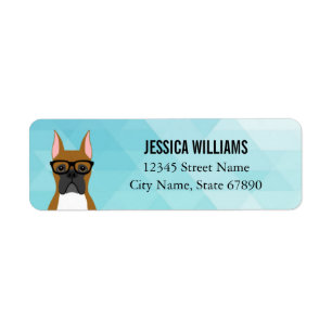 Cropped Ears Boxer Dog with Glasses Labels